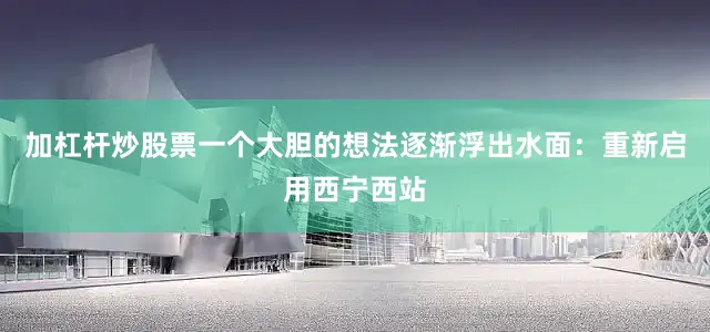加杠杆炒股票一个大胆的想法逐渐浮出水面：重新启用西宁西站